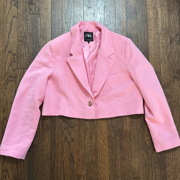 Zara Cropped Blazer Pink XL - Picture 3 of 5